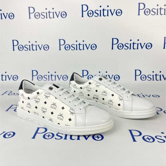 MCM Terrain Derby Visetos White Leather Low Top Sneakers US 11 EU 44 - Picture 4 of 8